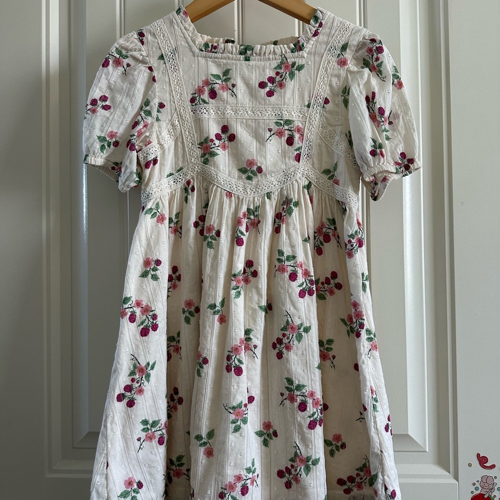 Mini Boden Floral White and Red Kids Dress